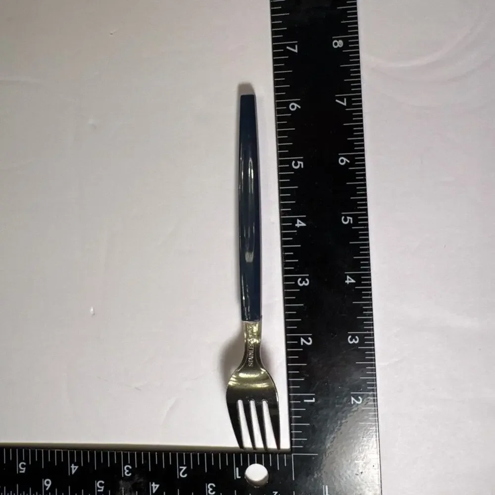 Set of 14 VTG MCM Stainless Blue Plastic Handle 6